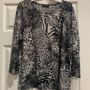 Black & White Blouse with Sequins